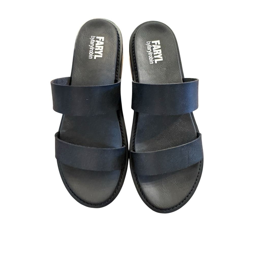 Faryl by Farylrobin women's slide sandals Rory Black Size 10